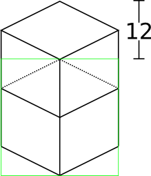 Two blocks stacked are offset in the image by 12 pixels.